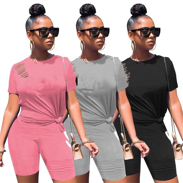 women sports tracksuit t shirts 2 piece sets short sleeve tee shirtmini shorts summer clothes ripped outfits casual jogger suit 4550, Gray
women sports tracksuit t shirts 2 piece sets short sleeve tee shirtmini shorts summer clothes ripped outfits casual jogger suit 4550, Gray