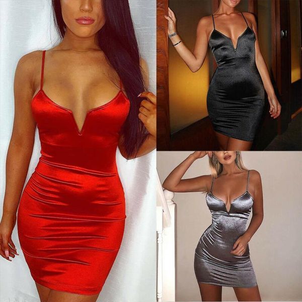 straps slim fit women dress bodycon black red summer party nightwear club streetwear v cut stretch mini satin, Black;gray
straps slim fit women dress bodycon black red summer party nightwear club streetwear v cut stretch mini satin, Black;gray