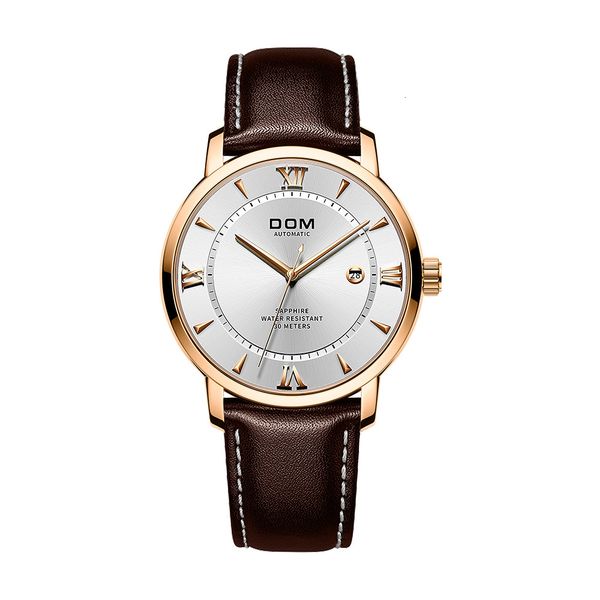 dom new luxury business casual sports men mechanical clock rustless steel sapphire leather calendar waterproof, Slivery;brown
dom new luxury business casual sports men mechanical clock rustless steel sapphire leather calendar waterproof, Slivery;brown
