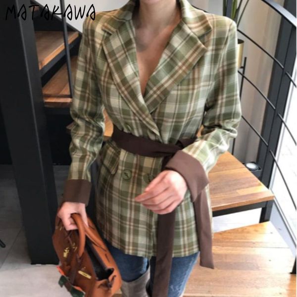 women's suits & blazers matakawa korean autumn vintage england style turn down collar contrast color plaid woman jackets loose with sas, White;black
women's suits & blazers matakawa korean autumn vintage england style turn down collar contrast color plaid woman jackets loose with sas, White;black
