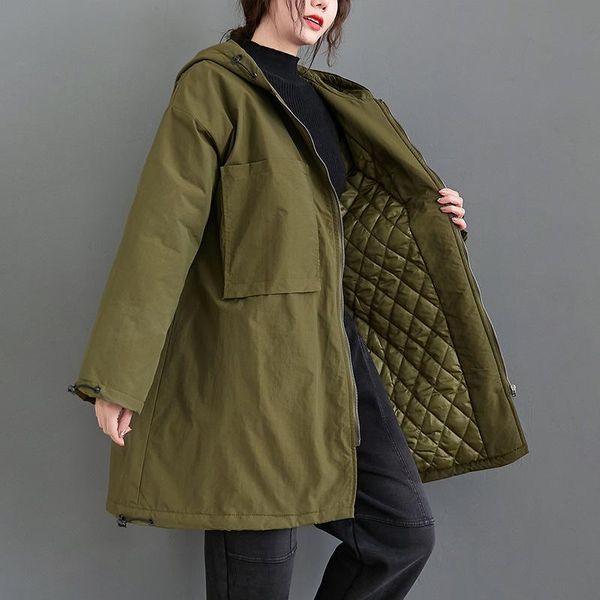 women's jackets yourseason winter plus size ladies thicken warm long 2021 casual solid color female hooded collar zippers coats, Black;brown
women's jackets yourseason winter plus size ladies thicken warm long 2021 casual solid color female hooded collar zippers coats, Black;brown