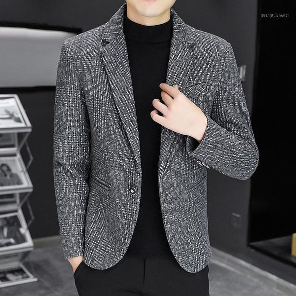 men's suits & blazers 2021 autumn slim plaid blazer youth handsome single button, White;black
men's suits & blazers 2021 autumn slim plaid blazer youth handsome single button, White;black