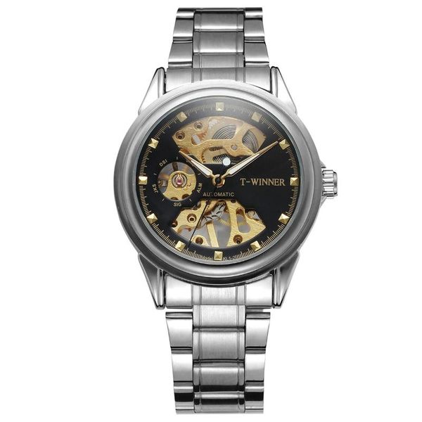 wristwatches t-winner mechanical hand wind watches men skeleton gold watch stainless steel business mens gift clock, Slivery;brown
wristwatches t-winner mechanical hand wind watches men skeleton gold watch stainless steel business mens gift clock, Slivery;brown