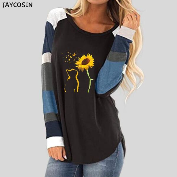women's t-shirt cat pattern t-shirts autumn round neck long sleeve basic version classic all-match loose casual 2021, White
women's t-shirt cat pattern t-shirts autumn round neck long sleeve basic version classic all-match loose casual 2021, White
