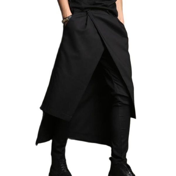 men's pants men fake two piece nightclub stage harem costume mens punk hip hop long joggers slim fit culottes trousers, Black
men's pants men fake two piece nightclub stage harem costume mens punk hip hop long joggers slim fit culottes trousers, Black