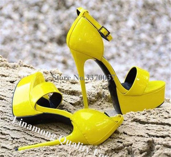 sandals linamong patent leather high platform stiletto heel blue red yellow ankle strap, Black
sandals linamong patent leather high platform stiletto heel blue red yellow ankle strap, Black