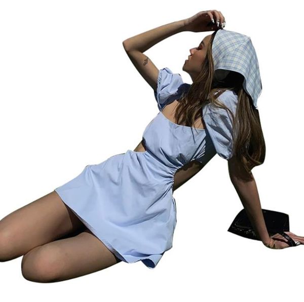 casual dresses female backless dress solid color square collar short puff sleeve for summer blue s//l, Black;gray
casual dresses female backless dress solid color square collar short puff sleeve for summer blue s//l, Black;gray