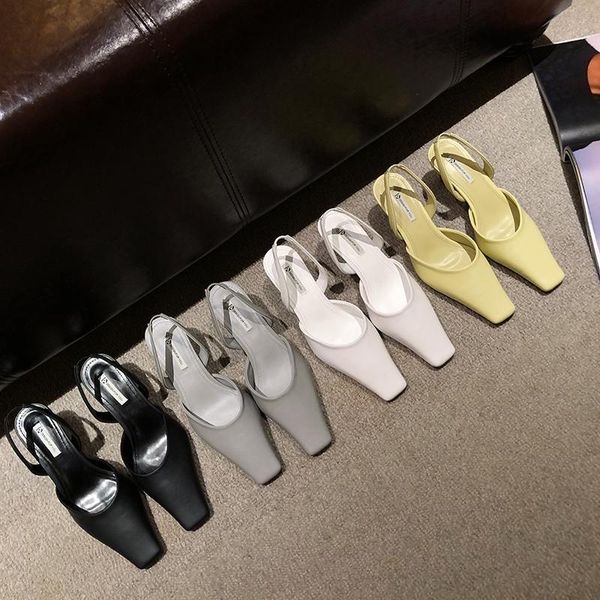 fashion women sandals square toe shallow slides thin high heels back strap solid color black/gray/white/yellow slingback pumps
fashion women sandals square toe shallow slides thin high heels back strap solid color black/gray/white/yellow slingback pumps