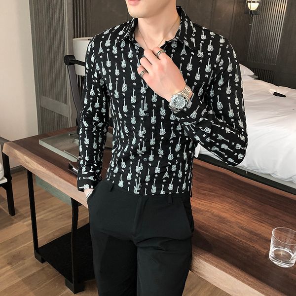 British Fashion New Style Guitar Print Streetwear/club/prom/singer Male Clothes 2021 Spring Clothing Long Shirt Casual Sleeve Homme QJY7, Black;brown
British Fashion New Style Guitar Print Streetwear/club/prom/singer Male Clothes 2021 Spring Clothing Long Shirt Casual Sleeve Homme QJY7, Black;brown