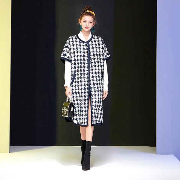 women's wool & blends coat runway autumn fashion classic plaid tweed single breasted short sleeve vintage elegant casual midi windbreak, Black
women's wool & blends coat runway autumn fashion classic plaid tweed single breasted short sleeve vintage elegant casual midi windbreak, Black