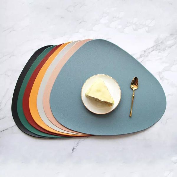creative place mat tableware pad placemat table mat heat insulation pu leather placemats bowl kitchen non-slip