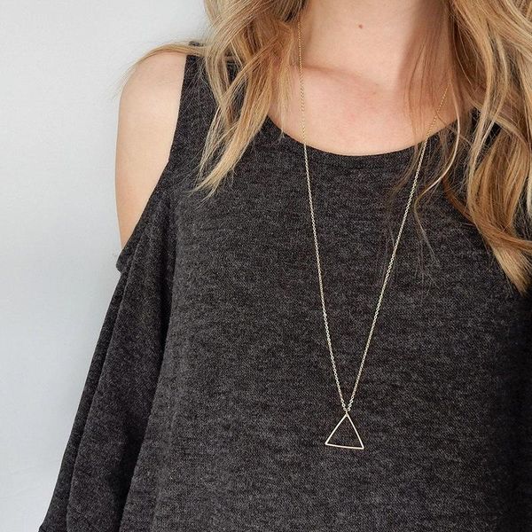 pendant necklaces fashion long triangle girl necklace charming women's gold color jewelry party accessories, Silver
pendant necklaces fashion long triangle girl necklace charming women's gold color jewelry party accessories, Silver