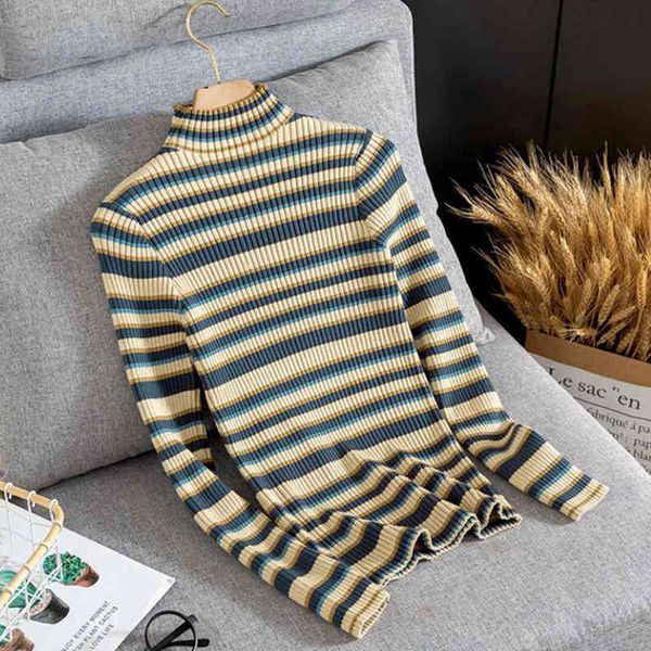 women's sweaters pullovers woman korean fashion long sleeve half high collar striped sweater knitted simple slim woman's jumper 20, White;black
women's sweaters pullovers woman korean fashion long sleeve half high collar striped sweater knitted simple slim woman's jumper 20, White;black