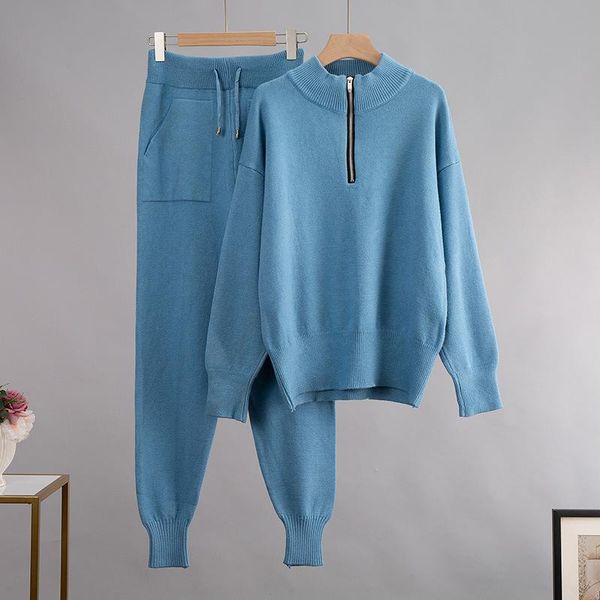women's two piece pants autumn winter 2 pieces set zip pullover sweater knitted +elastic waist harem casual hip hop tracksuits, White
women's two piece pants autumn winter 2 pieces set zip pullover sweater knitted +elastic waist harem casual hip hop tracksuits, White