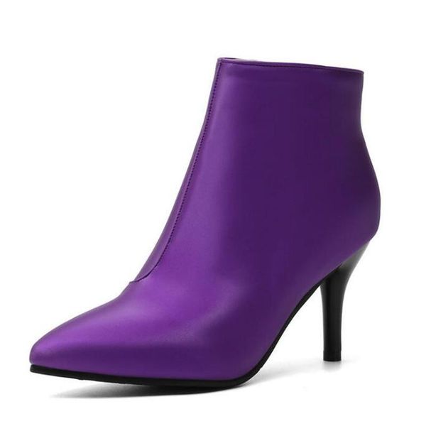 boots autumn stiletto thin high heels zipper style womens bota feminina pointed toe faux leather purple beige ankle boot, Black
boots autumn stiletto thin high heels zipper style womens bota feminina pointed toe faux leather purple beige ankle boot, Black