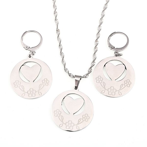 new africa gold color heart flower earrings pendant jewelry set necklace for women, Silver
new africa gold color heart flower earrings pendant jewelry set necklace for women, Silver