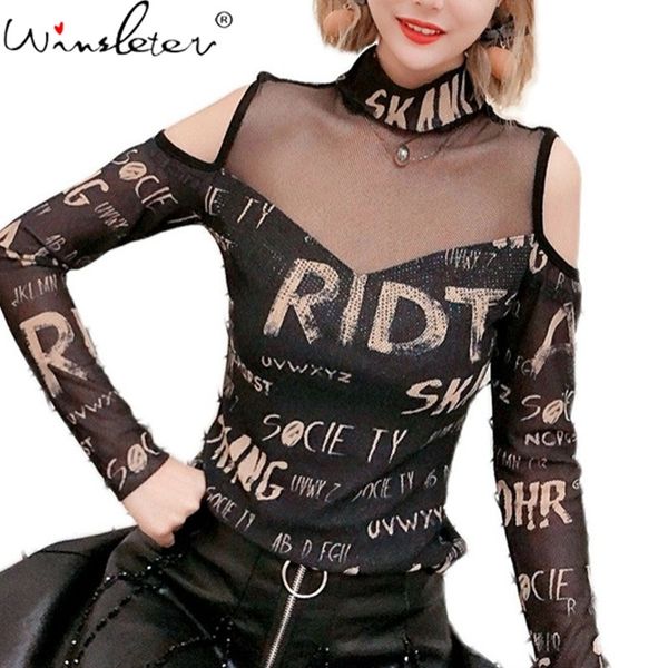 women's t-shirt fall korean style t-shirt chic off shoulder patchwork mesh diamonds letter women ropa mujer long sleeve, White
women's t-shirt fall korean style t-shirt chic off shoulder patchwork mesh diamonds letter women ropa mujer long sleeve, White