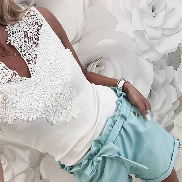 summer women sleeveless lace hollow slim blouses shirt lady v neck vest tee clothes drop shipping, White
summer women sleeveless lace hollow slim blouses shirt lady v neck vest tee clothes drop shipping, White