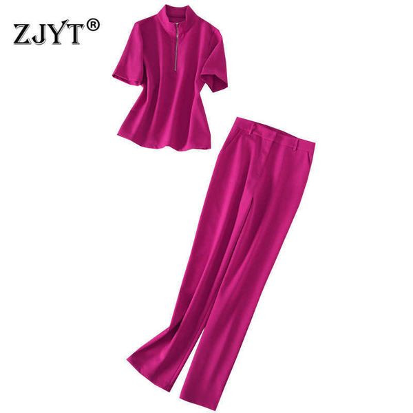 summer runway designer two piece set women outfit fashion short sleeve solid and trousers suit party work wear 210601, White
summer runway designer two piece set women outfit fashion short sleeve solid and trousers suit party work wear 210601, White