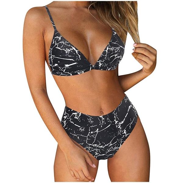 women's swimwear 2021 bikini female swimsuit women solid bathing suit set with pad high waist beachwear biquini sexy, White;black 
women's swimwear 2021 bikini female swimsuit women solid bathing suit set with pad high waist beachwear biquini sexy, White;black