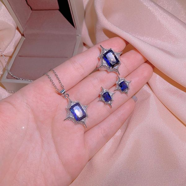 earrings & necklace exquisite blue zircon pendant chain ring jewelry set sunflower women's 925 silver
earrings & necklace exquisite blue zircon pendant chain ring jewelry set sunflower women's 925 silver