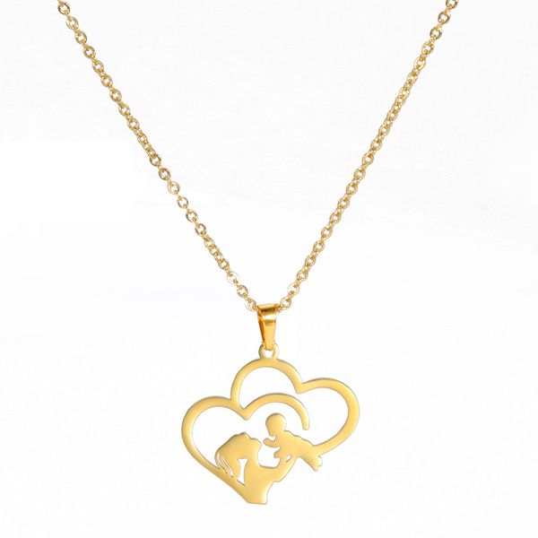 mom new born baby necklace stainless steel jewelry forever love double heart mother child pendant necklace, Silver
mom new born baby necklace stainless steel jewelry forever love double heart mother child pendant necklace, Silver