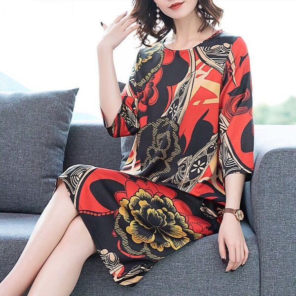 casual dresses 2021 women summer faux silk dress elegant plus size o-neck three quarter sleeve female vintage vestidos q123, Black;gray
casual dresses 2021 women summer faux silk dress elegant plus size o-neck three quarter sleeve female vintage vestidos q123, Black;gray