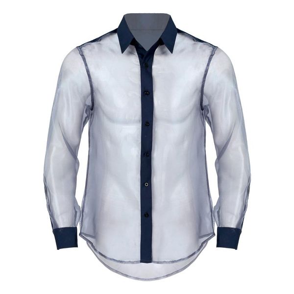 men's casual shirts mens long sleeve shirt see through organza t-shirt button down underwear party clubwear costumes, White;black
men's casual shirts mens long sleeve shirt see through organza t-shirt button down underwear party clubwear costumes, White;black