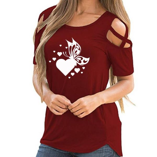 women's t-shirt butterfly heart graphic letter print tshirt for female girlfriend lover gift cross off shoulder casual women femme, White
women's t-shirt butterfly heart graphic letter print tshirt for female girlfriend lover gift cross off shoulder casual women femme, White