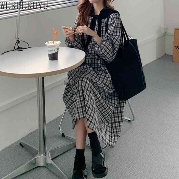 werueruyu autumn dress daily elegant fashion long sleeve loose large size cotton plaid shirt dresses 210608, Black;gray
werueruyu autumn dress daily elegant fashion long sleeve loose large size cotton plaid shirt dresses 210608, Black;gray