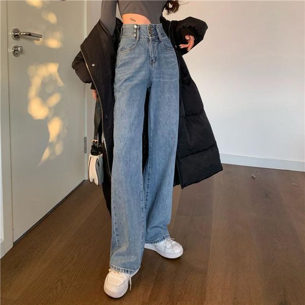 women's jeans autumn korean retro hong kong style high waist wide leg versatile loose straight tube floor length pants fashion, Blue
women's jeans autumn korean retro hong kong style high waist wide leg versatile loose straight tube floor length pants fashion, Blue