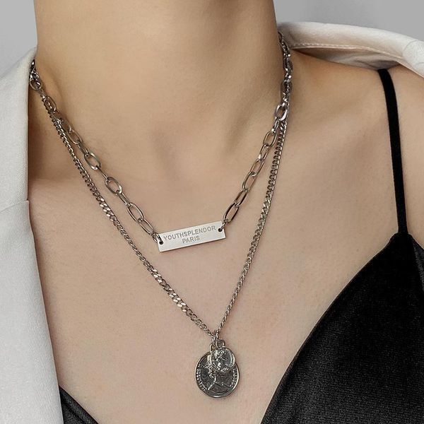 pendant necklaces vsnow trendy double layer circle queen portrait necklace for women temperament letter geometric chain jewelry, Silver
pendant necklaces vsnow trendy double layer circle queen portrait necklace for women temperament letter geometric chain jewelry, Silver