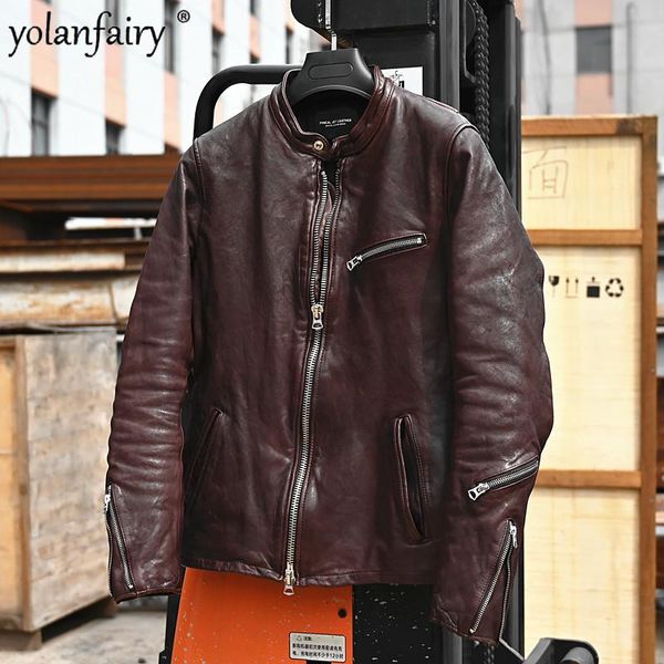 men's leather & faux genuine jacket men vintage 100% sheepskin clothing spring autumn casacos masculino 17m-53 pph1129, Black
men's leather & faux genuine jacket men vintage 100% sheepskin clothing spring autumn casacos masculino 17m-53 pph1129, Black