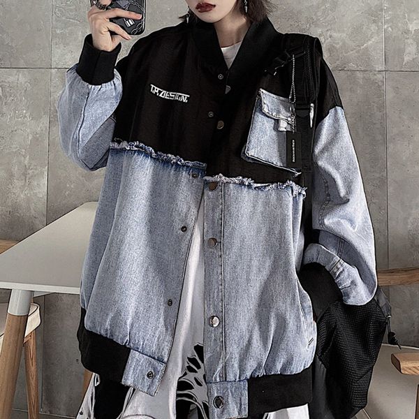 2021 new street denim autumn jacket winter harajuku stitching electronic embroidered single pocket bra yozx, Black;brown
2021 new street denim autumn jacket winter harajuku stitching electronic embroidered single pocket bra yozx, Black;brown