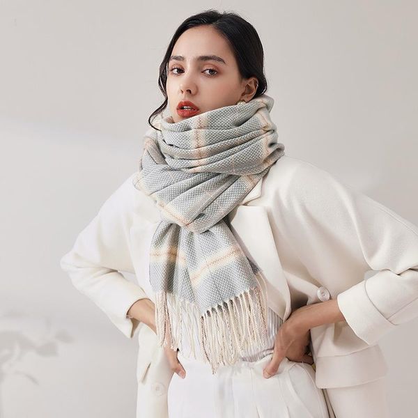 scarves plaid scarf imitation cashmere women fashion shawl warm woven tassel autumn winter thick blanket poncho 2021, Blue;gray
scarves plaid scarf imitation cashmere women fashion shawl warm woven tassel autumn winter thick blanket poncho 2021, Blue;gray