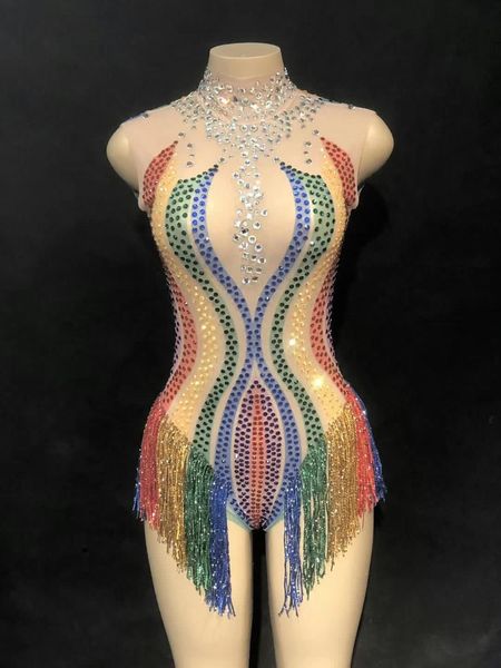 shiny crystal multicolor tassel striped bodysuit female sparkly stage outfit female birthday celebrate dance wear junpsuits, Black;red
shiny crystal multicolor tassel striped bodysuit female sparkly stage outfit female birthday celebrate dance wear junpsuits, Black;red