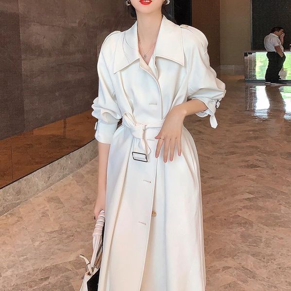 women's trench coats spinrg autumn coat long sleeve vintage overcoat 2021lady lapel sashes knee length white outerwear windbreaker top, Tan;black
women's trench coats spinrg autumn coat long sleeve vintage overcoat 2021lady lapel sashes knee length white outerwear windbreaker top, Tan;black