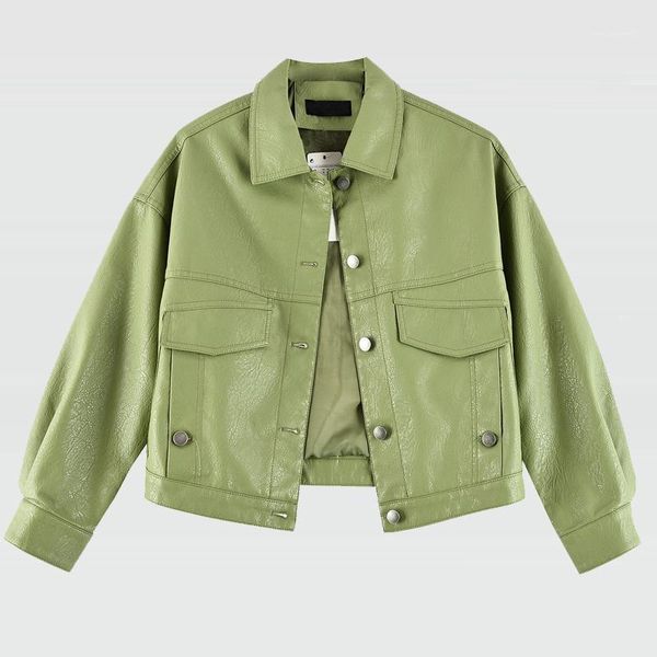 women green faux leather jacket batwing sleeve biker coat short single breasted pu motorcycle loose outerwear women's &, Black
women green faux leather jacket batwing sleeve biker coat short single breasted pu motorcycle loose outerwear women's &, Black