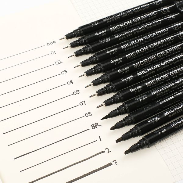 12 piece waterproof fade proof micron pentip fine liner black sketch water marker pen set for manga
12 piece waterproof fade proof micron pentip fine liner black sketch water marker pen set for manga