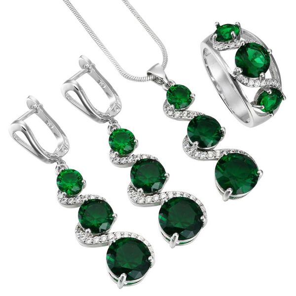 earrings & necklace jewelry sets green round zircon silver color engagement for women gift romantic cz crystal
earrings & necklace jewelry sets green round zircon silver color engagement for women gift romantic cz crystal