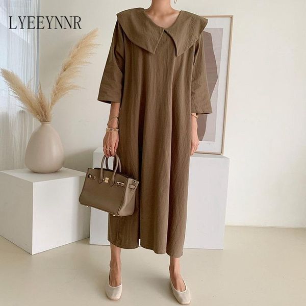 casual dresses solid women loose fashion turn down collar oversized dress femme japanese style three quarter lady vestidos 0068, Black;gray
casual dresses solid women loose fashion turn down collar oversized dress femme japanese style three quarter lady vestidos 0068, Black;gray