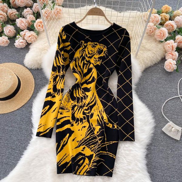 casual dresses women bodycon knitting dress mujer o neck jacquard weave plaid tiger pattern knee high drop arrivals, Black;gray
casual dresses women bodycon knitting dress mujer o neck jacquard weave plaid tiger pattern knee high drop arrivals, Black;gray