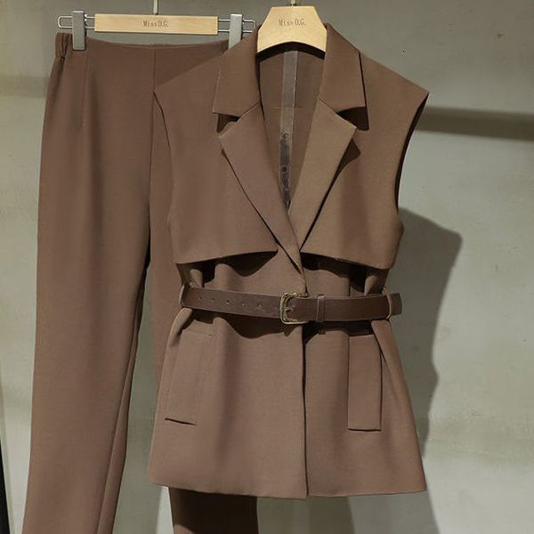 women's two piece pants big female autumn suit thin two-piece vest gvmc, White 
women's two piece pants big female autumn suit thin two-piece vest gvmc, White