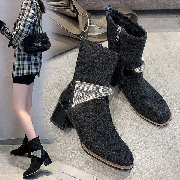boots short women's mid-heel thick heel square toe rhinestone 2021 autumn and winter korean shoes trend, Black
boots short women's mid-heel thick heel square toe rhinestone 2021 autumn and winter korean shoes trend, Black