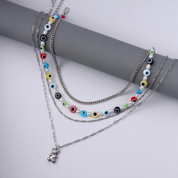 chains multilayer colorful glass evil eyes pearls beaded choker necklaces for women silver color metal bear clavicle chain boho jewelry
chains multilayer colorful glass evil eyes pearls beaded choker necklaces for women silver color metal bear clavicle chain boho jewelry