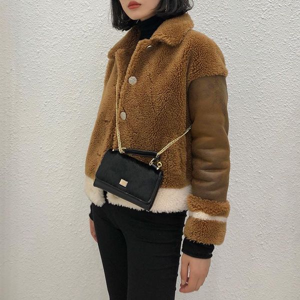 women's fur & faux real sheep shearing winter coat korean fashion lamb jacket for women clothes 2021 hyy-801 yy902, Black
women's fur & faux real sheep shearing winter coat korean fashion lamb jacket for women clothes 2021 hyy-801 yy902, Black