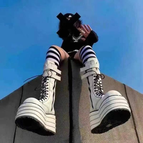 boots 2022 women knee-high autumn winter punk pu leather zip cross-tied riding height increasing design, Black
boots 2022 women knee-high autumn winter punk pu leather zip cross-tied riding height increasing design, Black