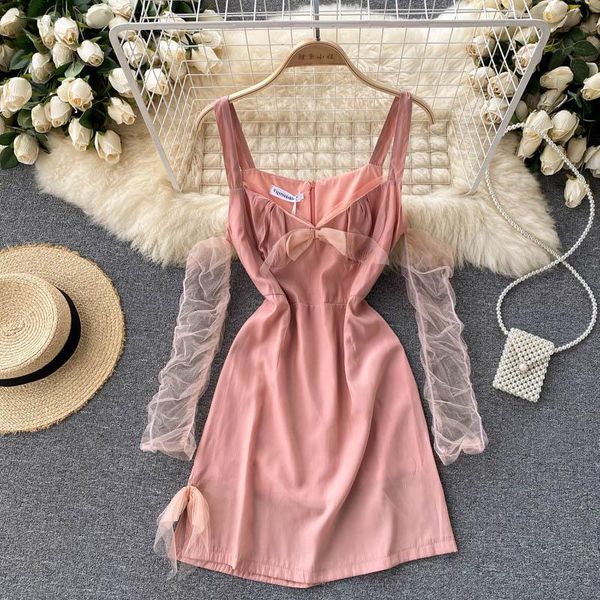 casual dresses spring autumn women's dress korean style street v-neck mesh bow stitching short female waist slim e059, Black;gray
casual dresses spring autumn women's dress korean style street v-neck mesh bow stitching short female waist slim e059, Black;gray