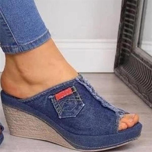slippers fashion women shoes wedges high heel platform cool summer denim sandalias sloffen dames ladies pantuflas de mujer, Black
slippers fashion women shoes wedges high heel platform cool summer denim sandalias sloffen dames ladies pantuflas de mujer, Black