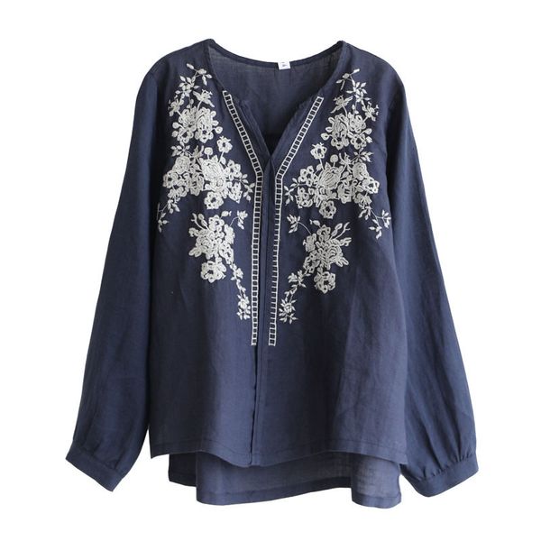women's jackets navy floral embroidery vintage women blouse shirt cotton linen long lseeve pullover oversize blusas p87u, Black;brown
women's jackets navy floral embroidery vintage women blouse shirt cotton linen long lseeve pullover oversize blusas p87u, Black;brown